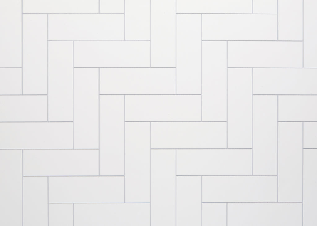 4010040190 - Neptune 1000mm x 2400mm Heavy Duty Grout Line Panel - White Straight Herringbone image