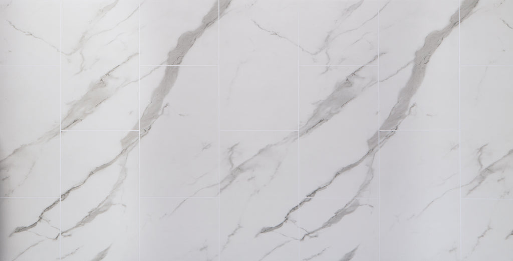 4010040200 - Neptune 1000mm x 2400mm Heavy Duty Grout Line Panel - Matt Carrara Marble Tile image