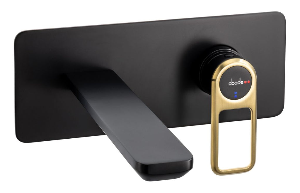 AB2790 - Abode Levarto Wall Mounted Basin / Bath Mixer - Matt Black & Brass image