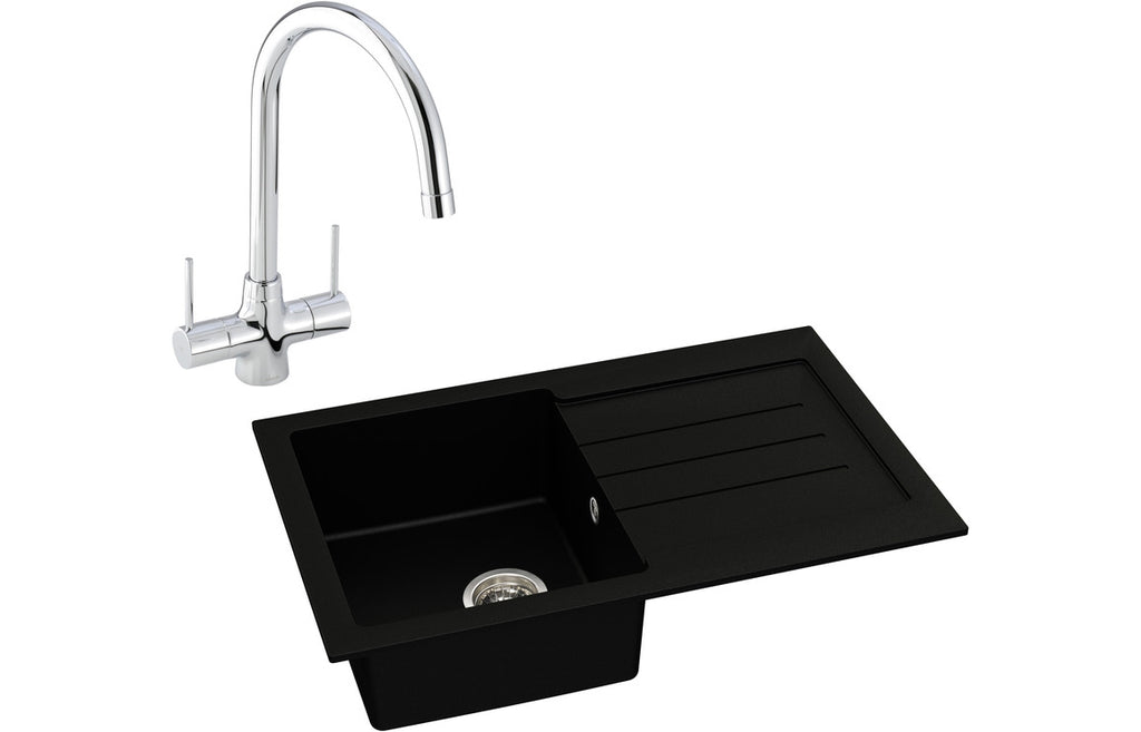 ABDP0017 - Abode Xcite 1B Inset Black Metallic Sink & Nexa Tap Pack image