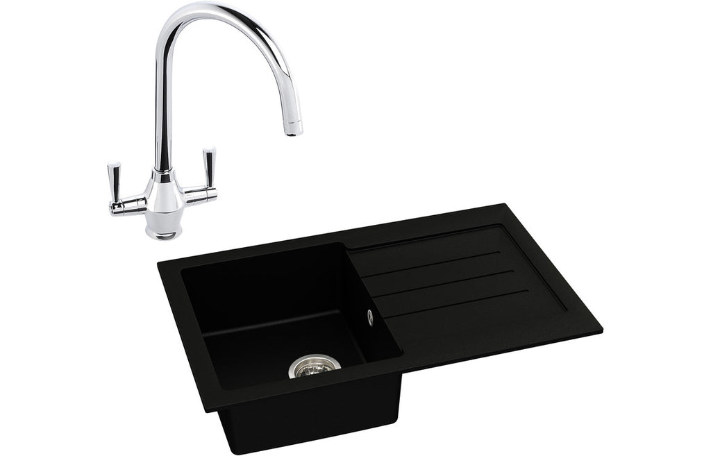 ABDP0018 - Abode Xcite 1B Inset Black Metallic Sink & Astral Tap Pack image