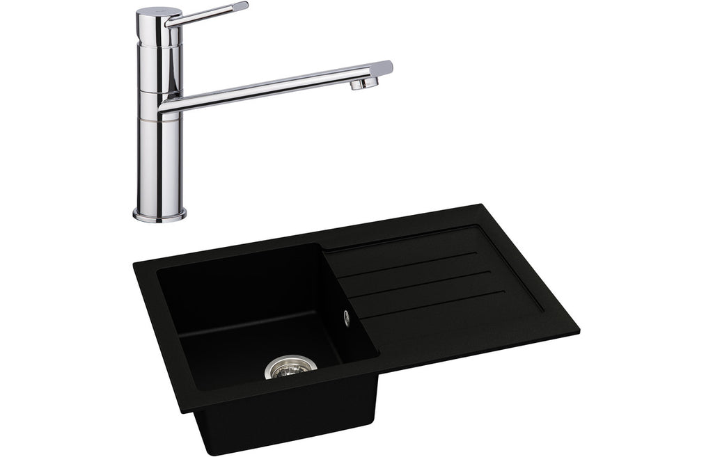 ABDP0020 - Abode Xcite 1B Inset Black Metallic Sink & Specto Tap Pack image
