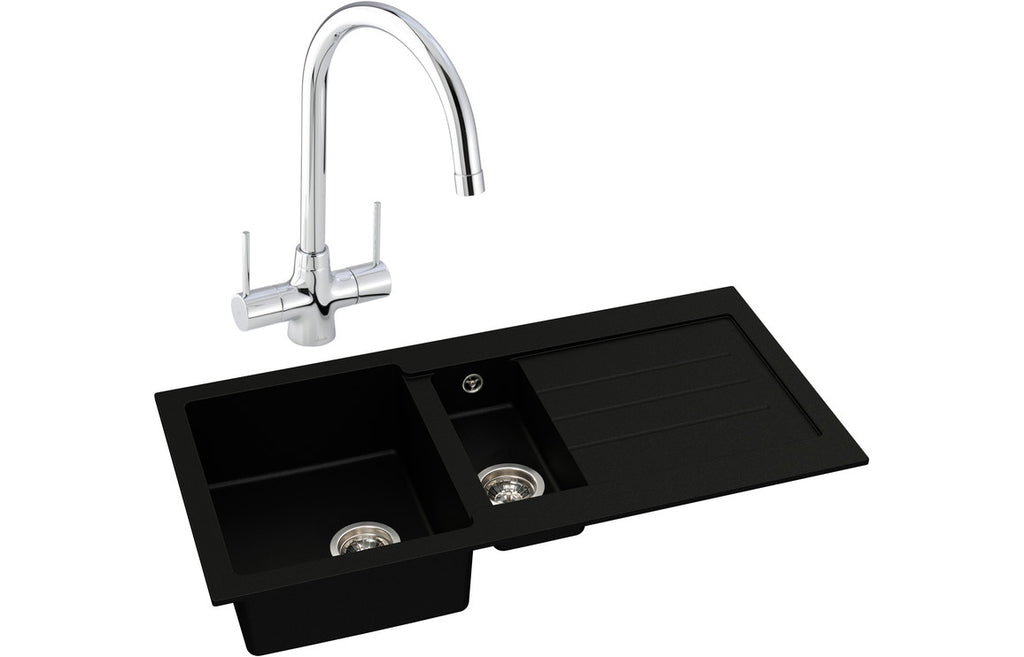 ABDP0021 - Abode Xcite 1.5B Inset Black Metallic Sink & Nexa Tap Pack image