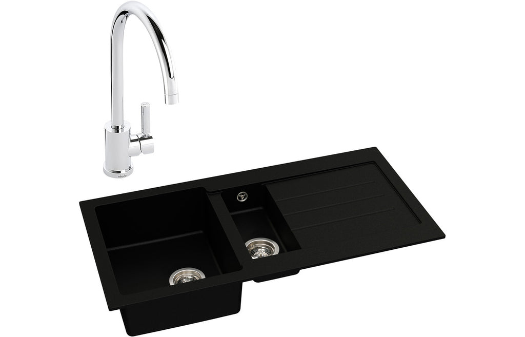 ABDP0023 - Abode Xcite 1.5B Inset Black Metallic Sink & Atlas Tap Pack image