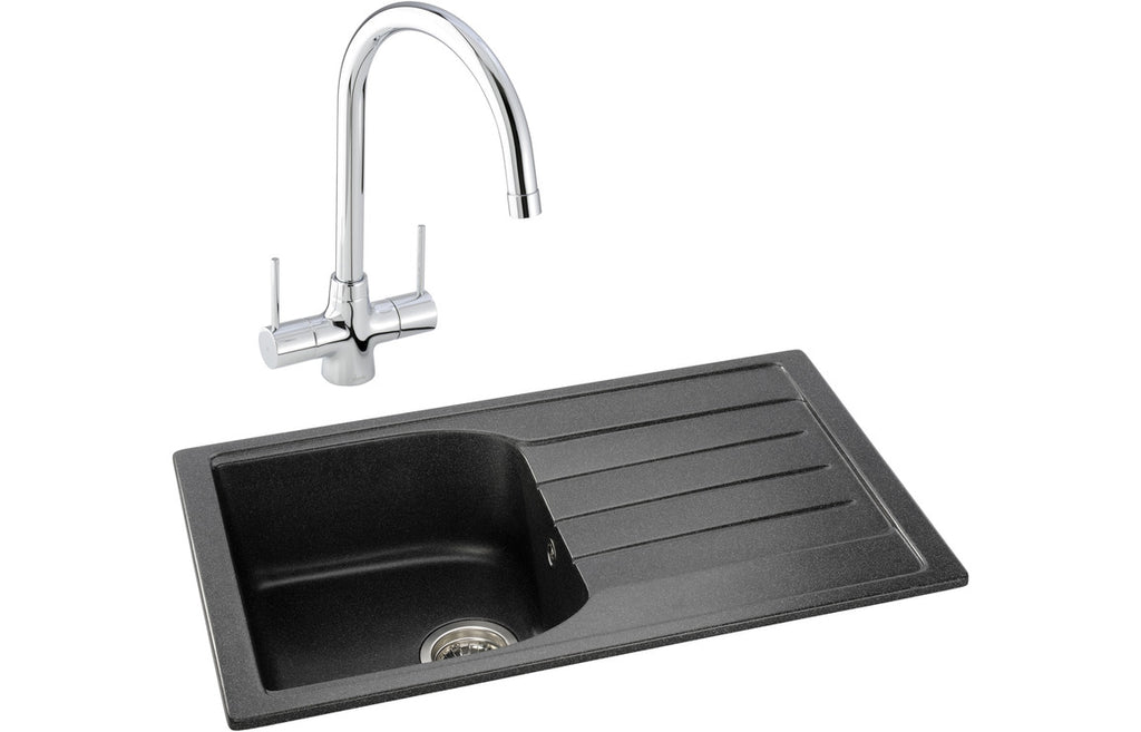 ABDP0025 - Abode Oriel 1B Inset Black Granite Sink & Nexa Tap Pack image