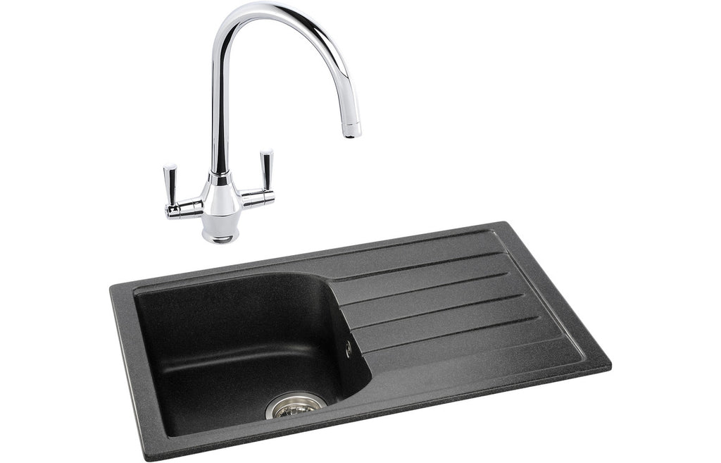 ABDP0026 - Abode Oriel 1B Inset Black Granite Sink & Astral Tap Pack image