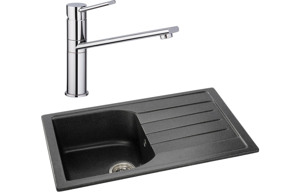ABDP0028 - Abode Oriel 1B Inset Black Granite Sink & Specto Tap Pack image
