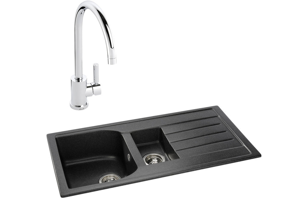 ABDP0031 - Abode Oriel 1.5B Inset Black Granite Sink & Atlas Tap Pack image