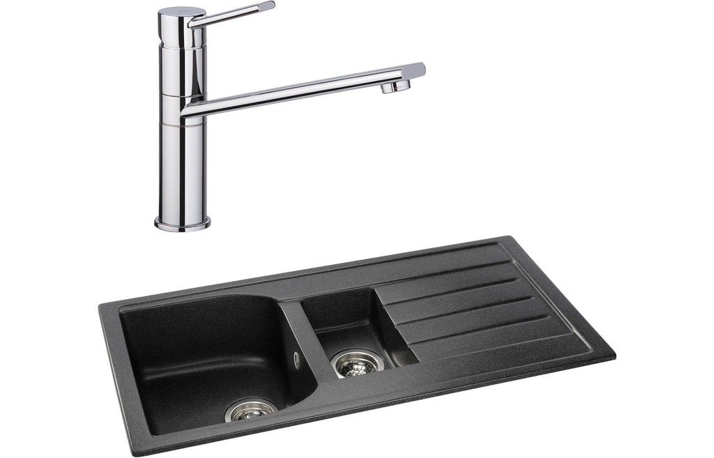 ABDP0032 - Abode Oriel 1.5B Inset Black Granite Sink & Specto Tap Pack image