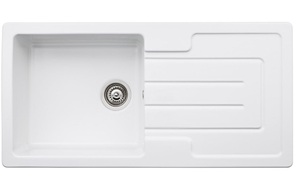 AW1040 - Abode Acton 1B & Drainer Ceramic Inset Sink - White image