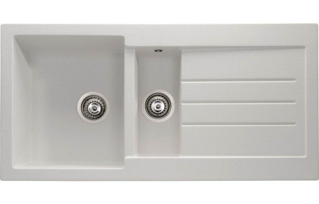 AW3121 - Abode Xcite 1.5B & Drainer Granite Inset Sink - Frost White image