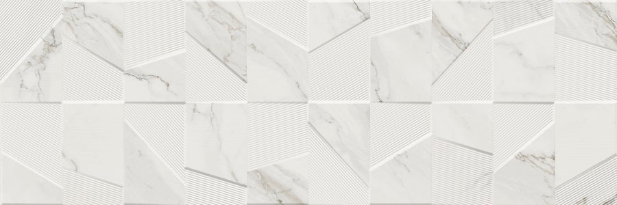 HTS0055 - Calacatta 300mm x 900mm x 10.8mm Silver R90 Bob Glossy Decor image