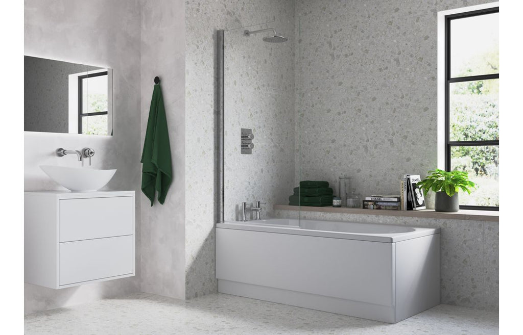 HOTT3769 - 800x1500mm Single Straight Bath Screens (6mm) - Chrome image