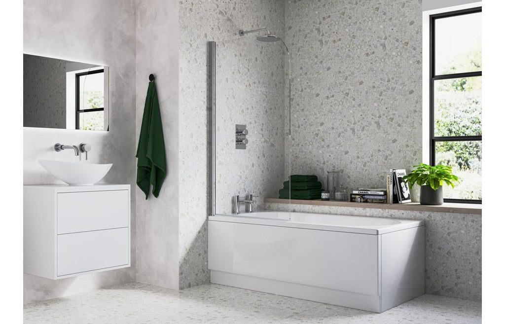 HOTT111428 - 800x1400mm Radius Bath Screen (6mm) - Chrome image