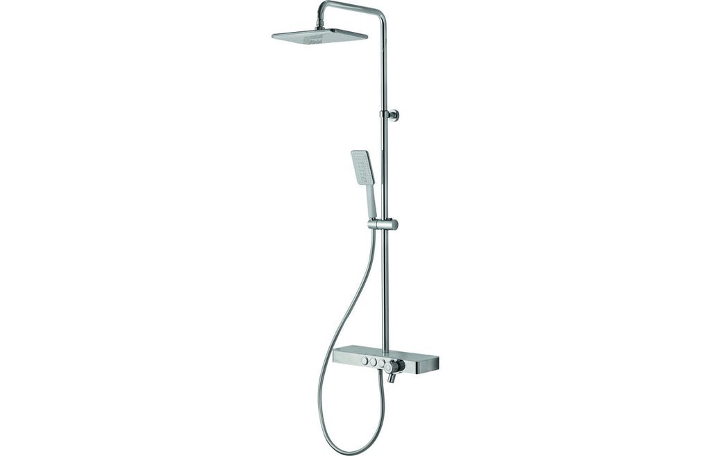 DICM0460 - Vema Thermostatic Shower Column w/Fixed Head  Riser  Shelf & Foot Wash - White/Chrome image