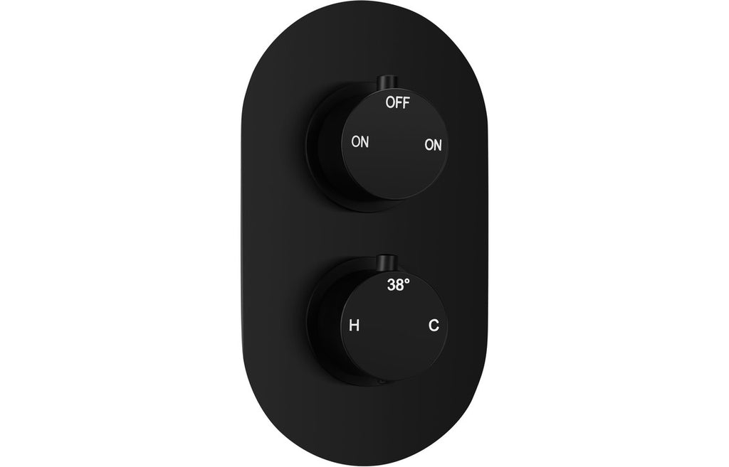 HOTT106796 - Renosa Thermostatic Two Outlet Twin Shower Valve - Matt Black image