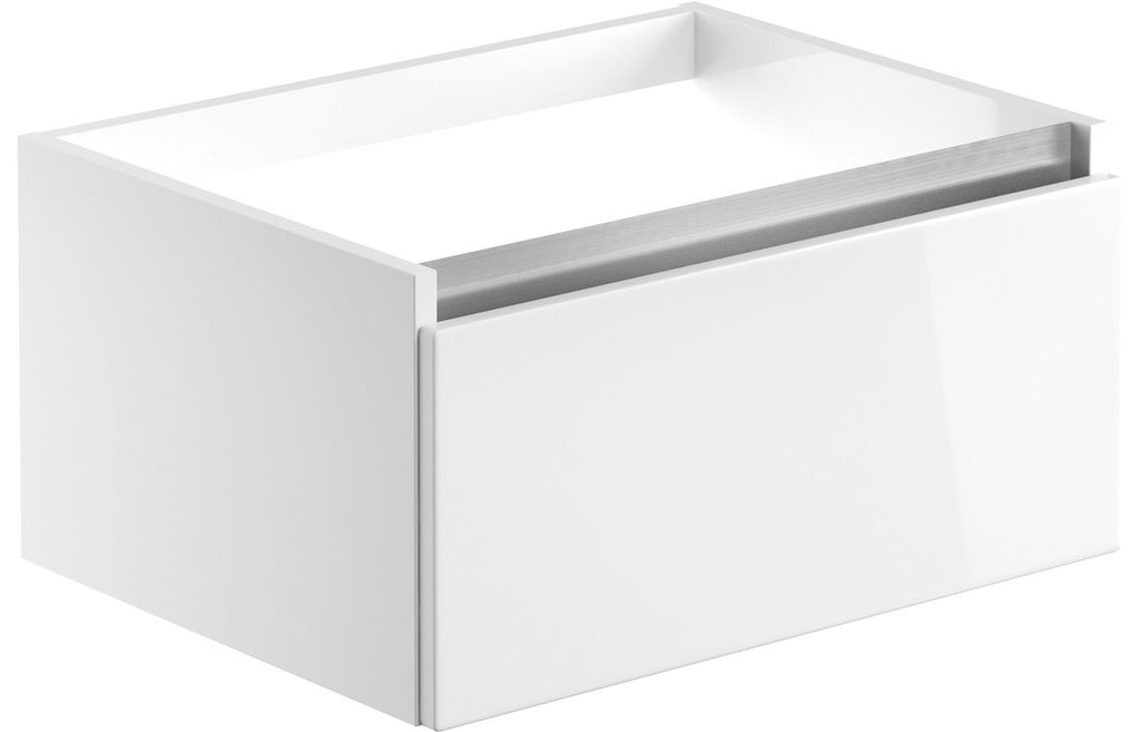 HOTT101525 - Modenia 600mm 1 Drawer Wall Hung Basin Unit (No Top) - White Gloss image