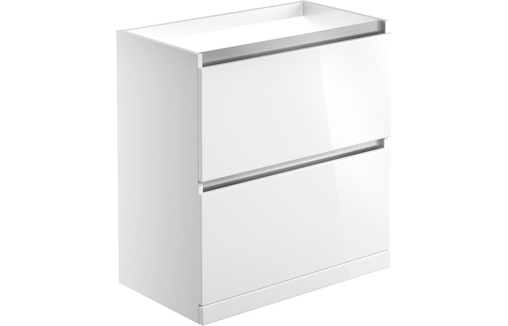 HOTT101531 - Modenia 800mm 2 Drawer Floor Standing Basin Unit (No Top) - White Gloss image