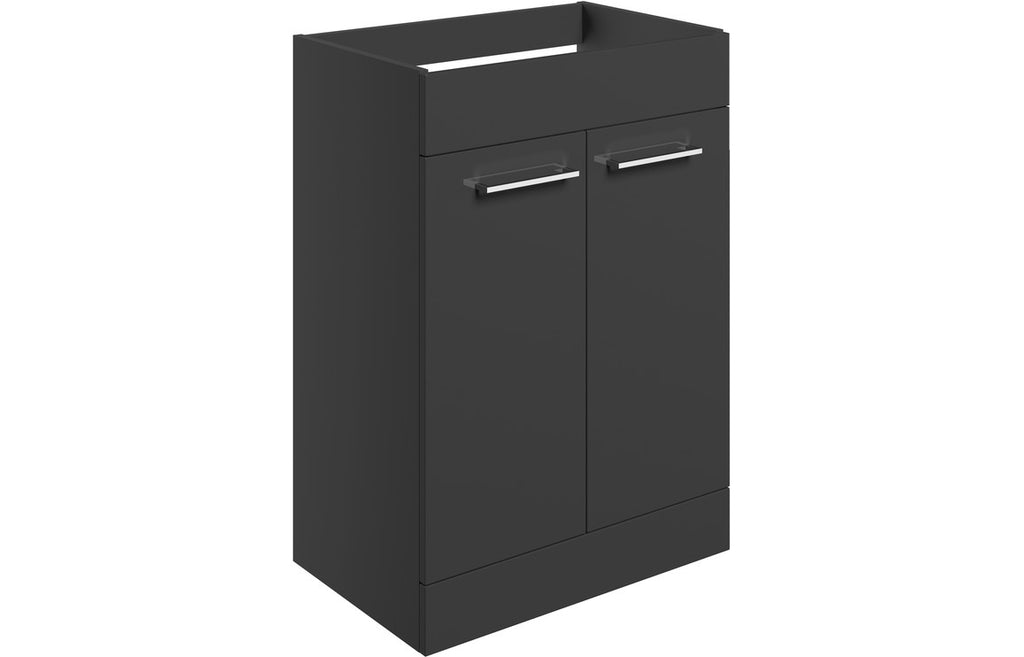 HOTT106917 - Genoa 590mm Floor Standing 2 Door Basin Unit (No Top) - Anthracite Gloss image