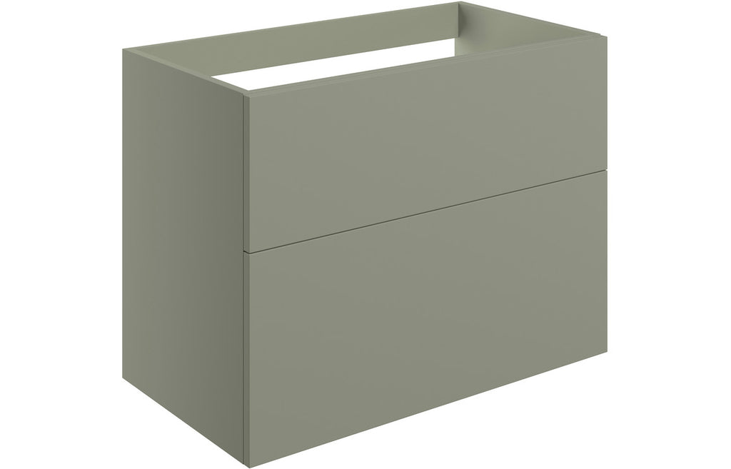 HOTT106976 - Romori 790mm Wall Hung 2 Drawer Basin Unit (No Top) - Matt Olive Green image