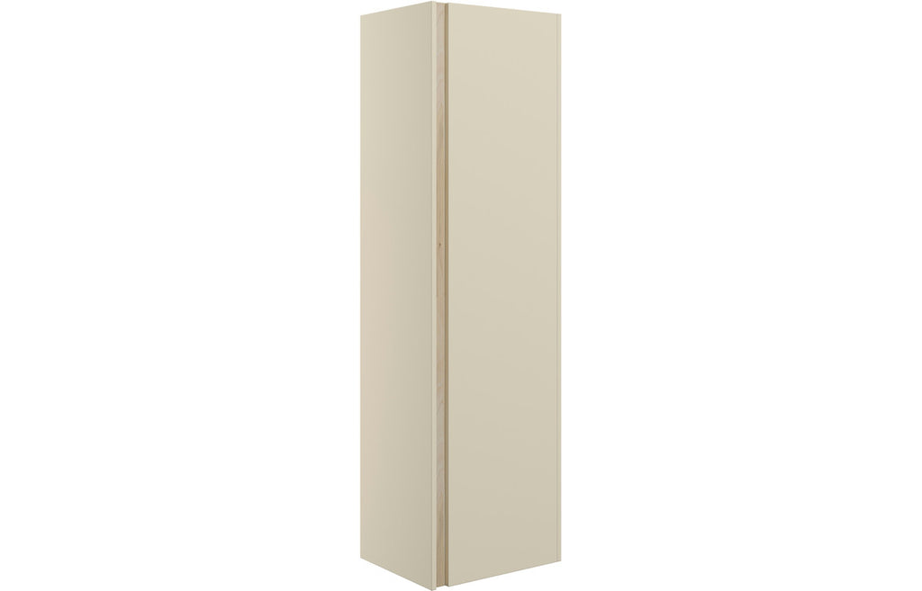HOTT106883 - Decao 350mm Wall Hung 1 Door Tall Unit - Matt Cotton & Oak Effect image