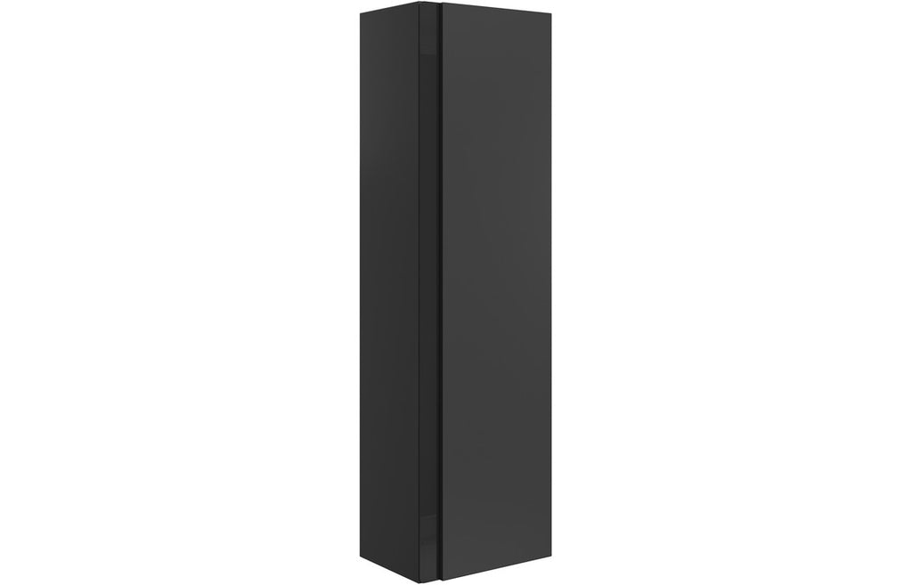 HOTT106878 - Decao 350mm Wall Hung 1 Door Tall Unit - Matt Black & Glass image