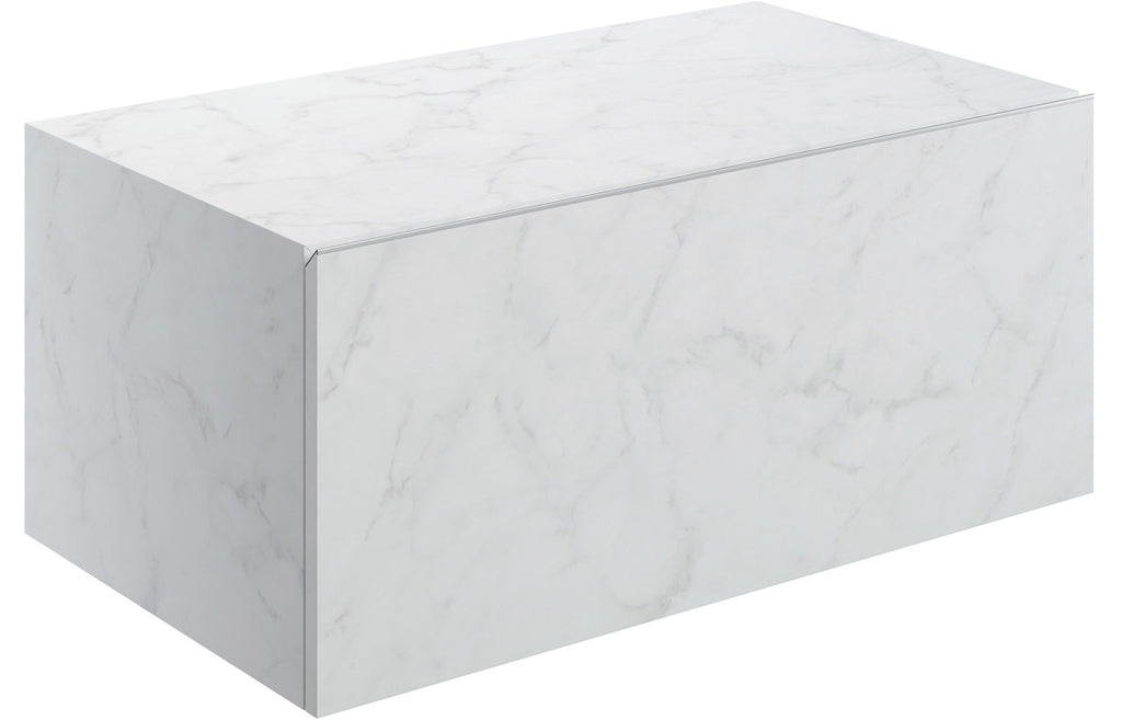 HOTT106966 - Chiara 800mm Wall Hung Storage Drawer - White Marble image