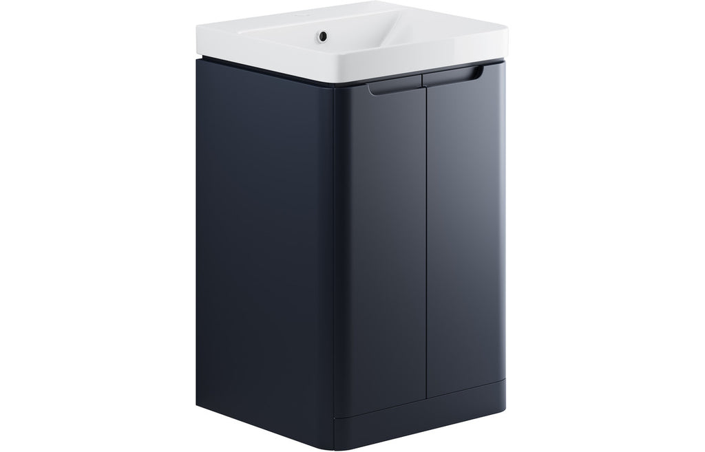 HOTT96041 - Naple 500mm 2 Door Floor Standing Cloakroom Basin Unit - Matt Indigo image