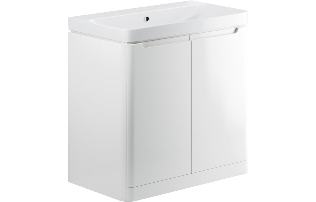 HOTT96051 - Naple 805mm 2 Door Floor Standing Basin Unit - White Gloss image