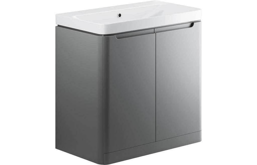 HOTT96052 - Naple 805mm 2 Door Floor Standing Basin Unit - Matt Grey image