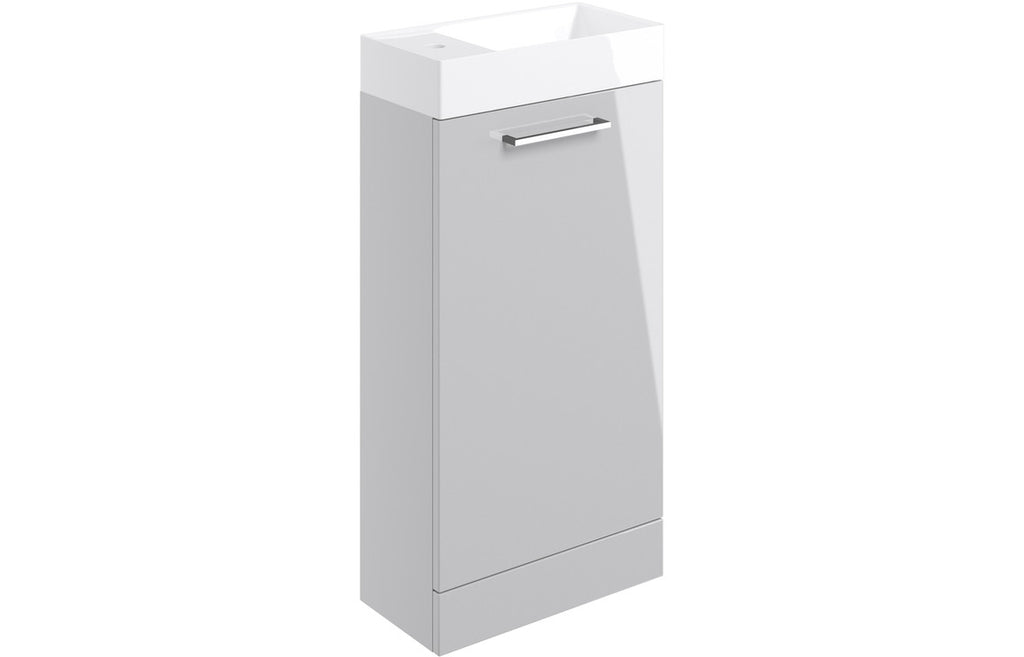 HOTT103315 - Genoa 410mm Floor Standing 1 Door Basin Unit & 1TH Basin - Grey Gloss image