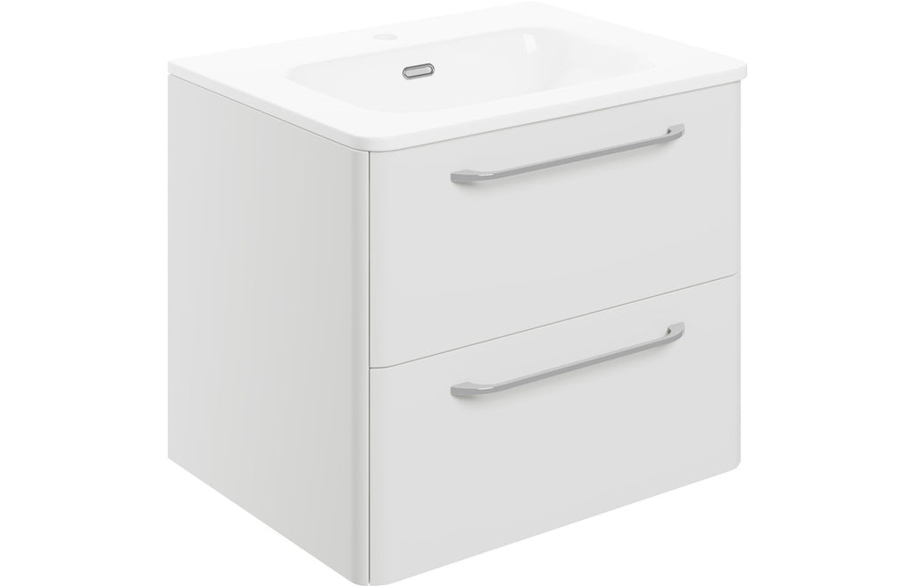 HOTT104093 - Ravenna 610mm 2 Drawer Wall Unit & Basin - White Gloss image