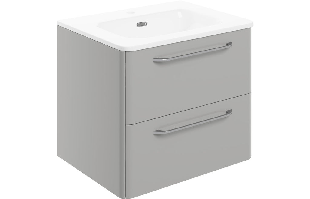 HOTT104094 - Ravenna 610mm 2 Drawer Wall Unit & Basin - Grey Gloss image