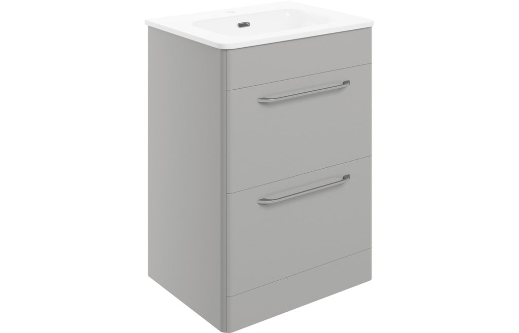 HOTT104096 - Ravenna 610mm 2 Drawer Floor Unit & Basin - Grey Gloss image