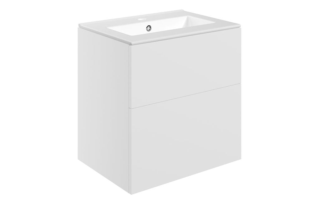 HOTT104067 - Romori 610mm Wall Hung 2 Drawer Basin Unit & 1TH Basin - Matt White image