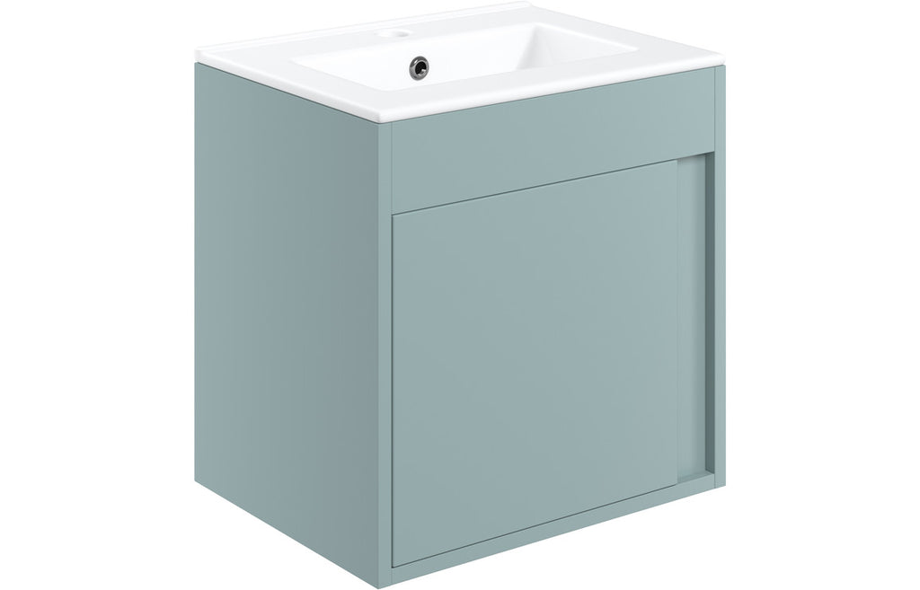 HOTT105310 - Livorno 510mm Wall Hung Unit Inc. Basin - Matt Sea Green image