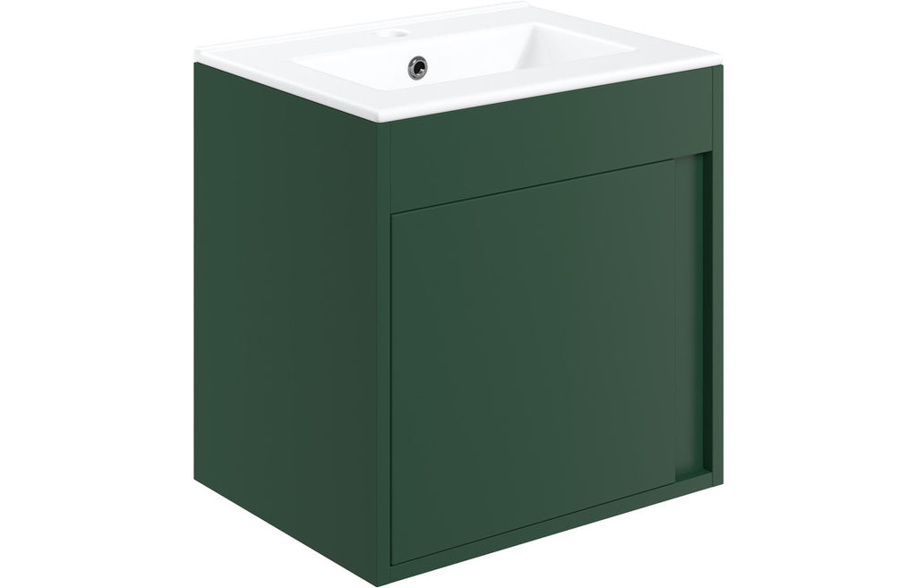 HOTT105316 - Livorno 510mm Wall Hung Unit Inc. Basin - Matt Conifer Green image