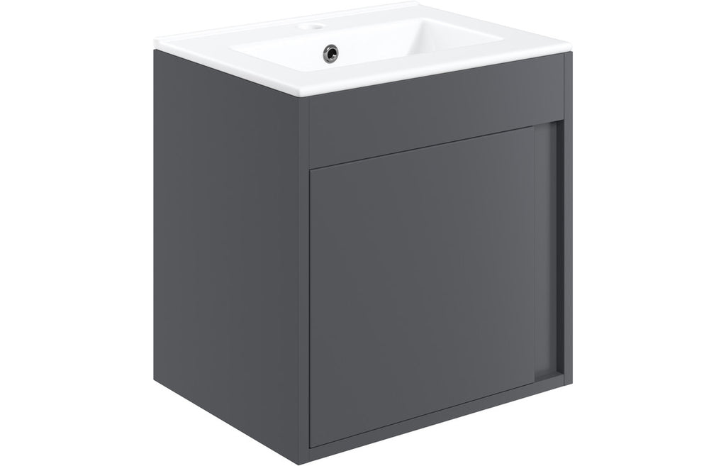 HOTT105322 - Livorno 510mm Wall Hung Unit Inc. Basin - Matt Graphite Grey image