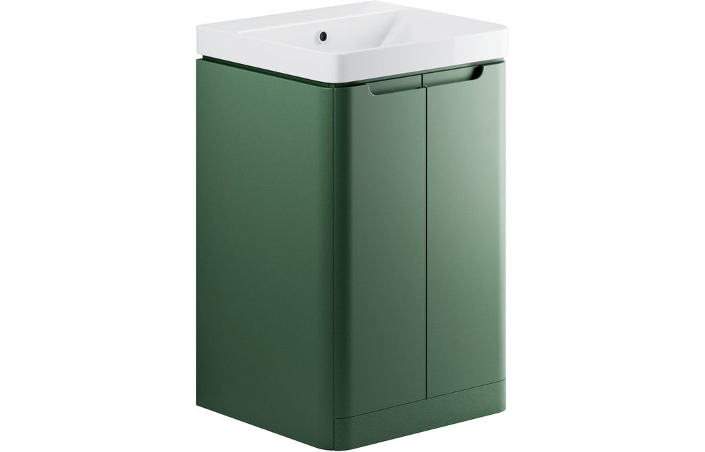 HOTT105325 - Naple 500mm 2 Door Floor Standing Cloakroom Basin Unit - Matt Sage Green image