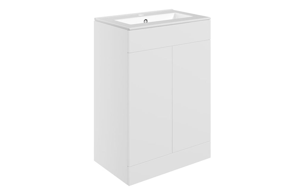 HOTT106982 - Romori 610mm Floor Standing 2 Door Basin Unit & 1TH Basin - Matt White image