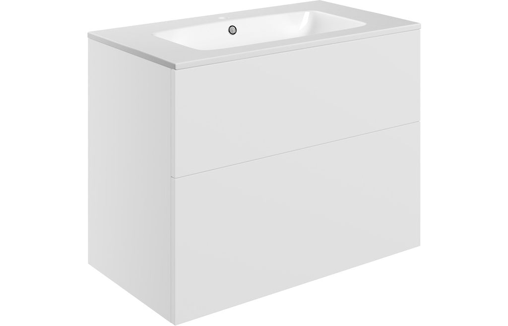 HOTT106981 - Romori 815mm Wall Hung 2 Drawer Basin Unit & 1TH Basin - Matt White image