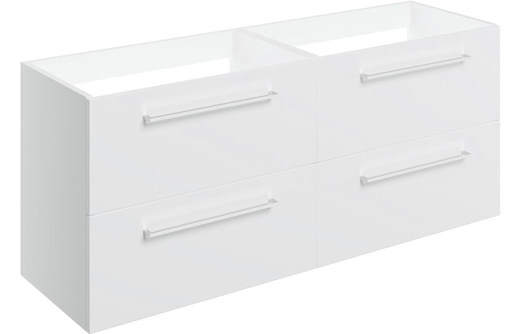 HOTT106924 - Genoa 1180mm Wall Hung 2 Drawer Basin Unit Run (No Top) - White Gloss image