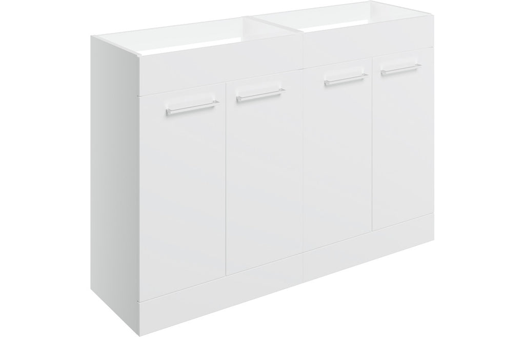 HOTT106921 - Genoa 1180mm Floor Standing 2 Door Basin Unit Run (No Top) - White Gloss image