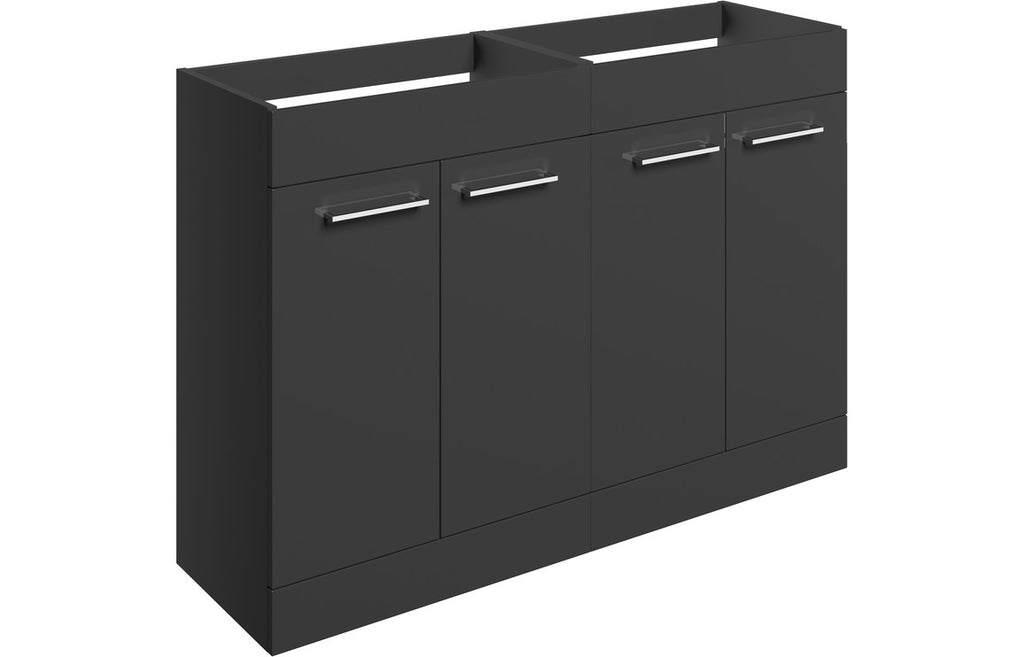 HOTT106923 - Genoa 1180mm Floor Standing 2 Door Basin Unit Run (No Top) - Anthracite Gloss image