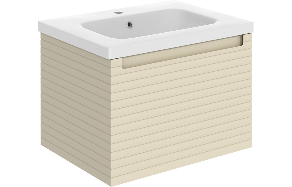 HOTT106929 - Laurie 615mm Wall Hung 1 Drawer Basin Unit & 1TH Basin - Matt Cotton image