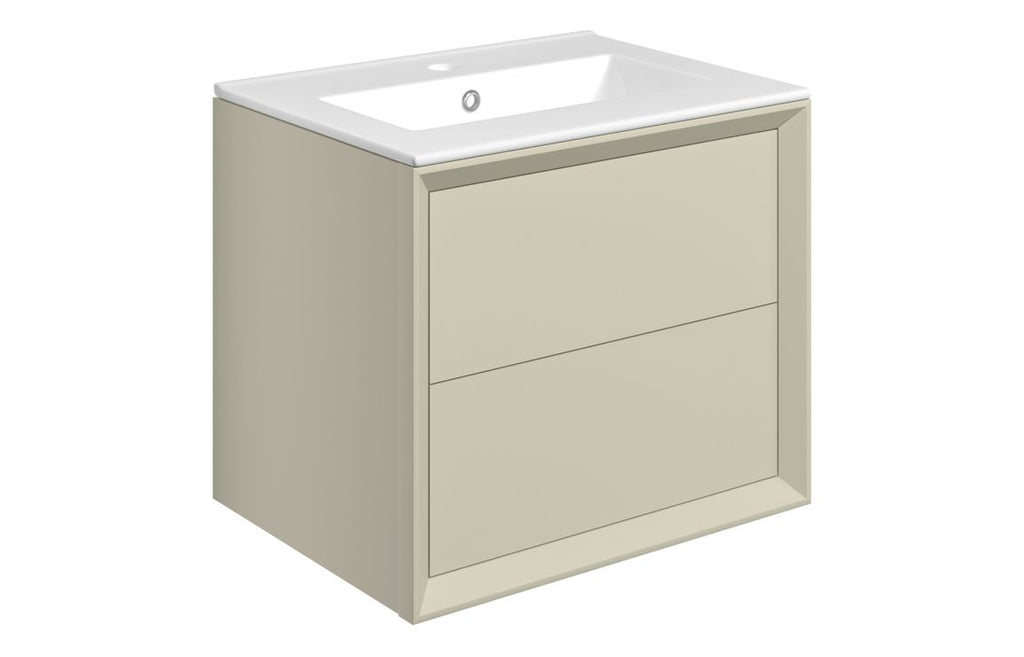 HOTT108463 - Stance 615mm Wall Hung 2 Drawer Basin Unit & 1TH Thin Edge Basin - Matt Cotton image