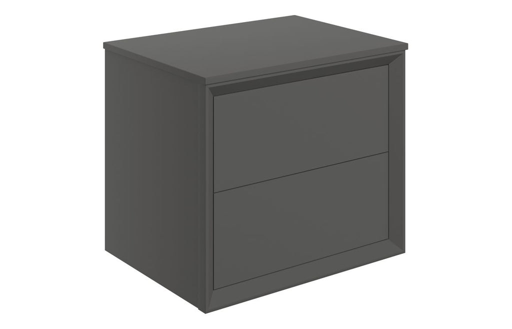 HOTT108470 - Stance 600mm Wall Hung 2 Drawer Basin Unit & Top - Matt Clay image