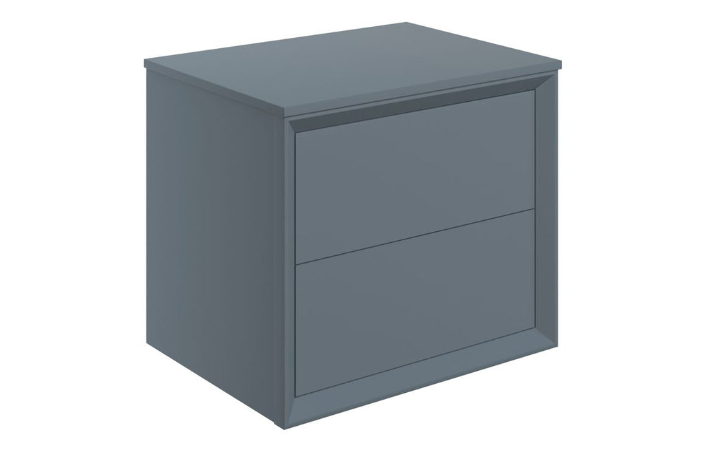 HOTT108471 - Stance 600mm Wall Hung 2 Drawer Basin Unit & Top - Matt Storm Blue image
