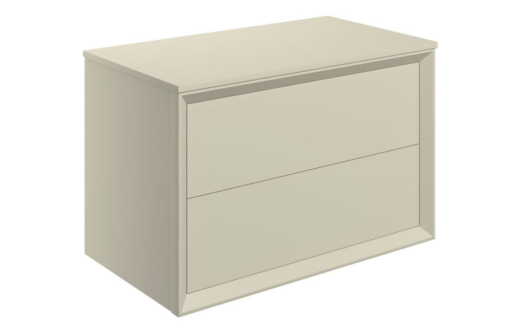 HOTT108472 - Stance 800mm Wall Hung 2 Drawer Basin Unit & Top - Matt Cotton image