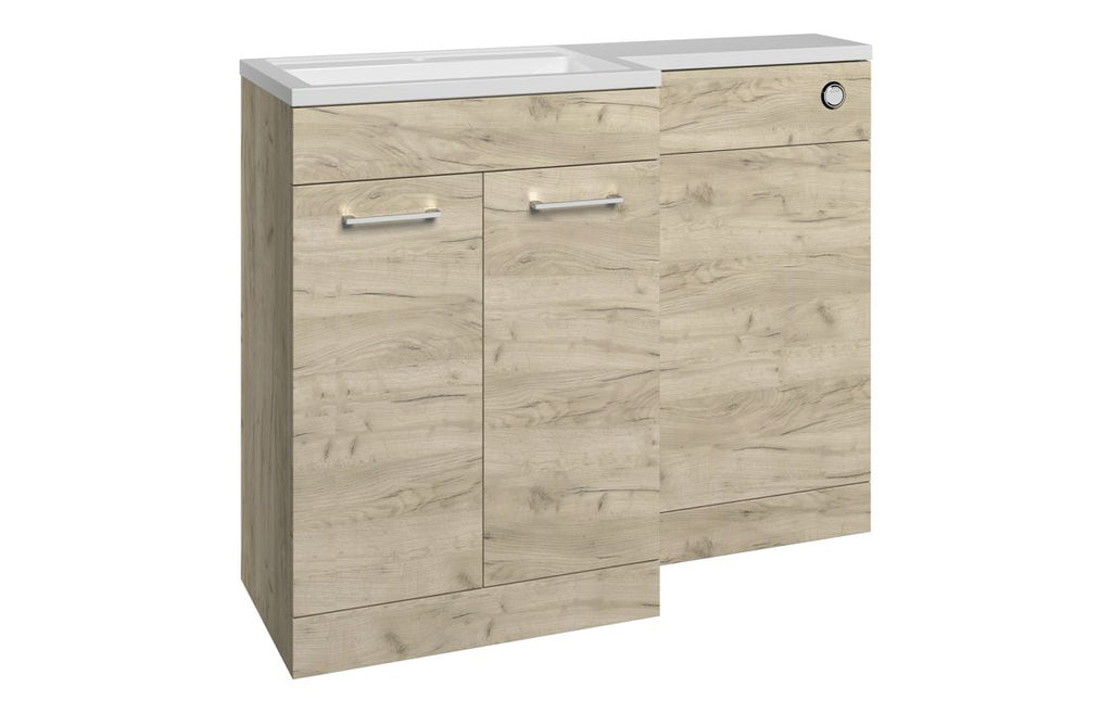 HOTT111684 - Venice 1000mm F/S L-Shape Pack & Basin (LH) - Oak image